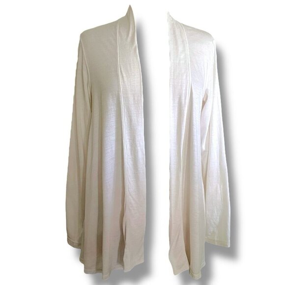 Columbia Womens Flyaway Cardigan Sz Medium Ivory Wool Blend Slub Knit Minimalist - Picture 4 of 8
